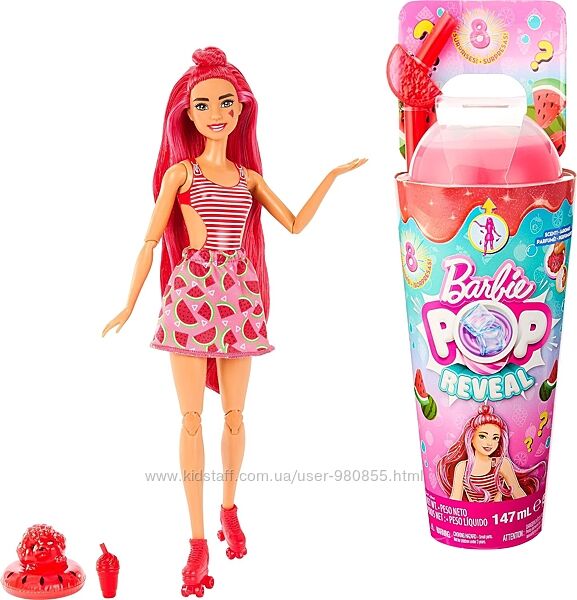 Barbie Pop Reveal Fruit Watermelon Барбі Соковиті фрукти Кавуновий смузі