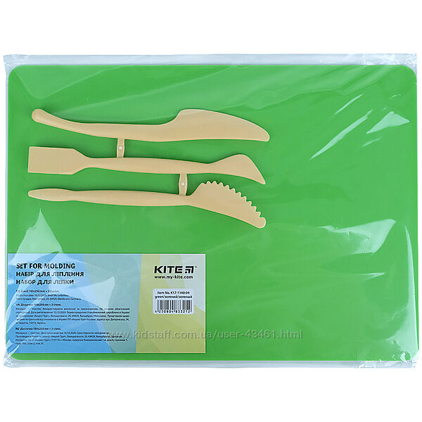 Набір для ліплення Kite K17-1140-04 дощечка  3 стеки, зелений