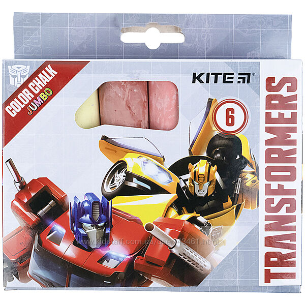 Крейда кольорова Kite Jumbo Transformers TF21-073, 6 кольорів