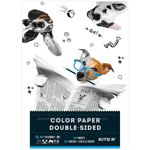Папір кольоровий двосторонній Kite Dogs K22-287, А4