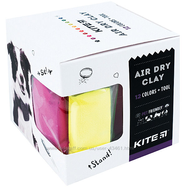 Пластилін повітряний Kite Dogs K22-135, 12 кольорів  формочка