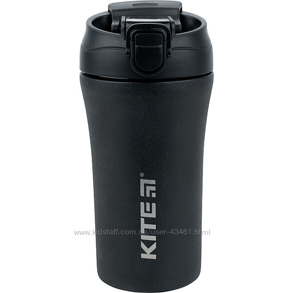 Термокружка з трубочкою Kite K22-457-01, 400 мл, чорна
