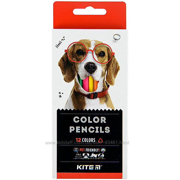 Олівці кольорові тригранні Kite Dogs K22-053-1, 12 кольорів