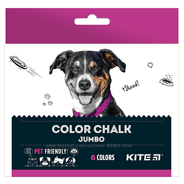 Крейда кольорова Kite Dogs Jumbo K22-073, 6 кольорів