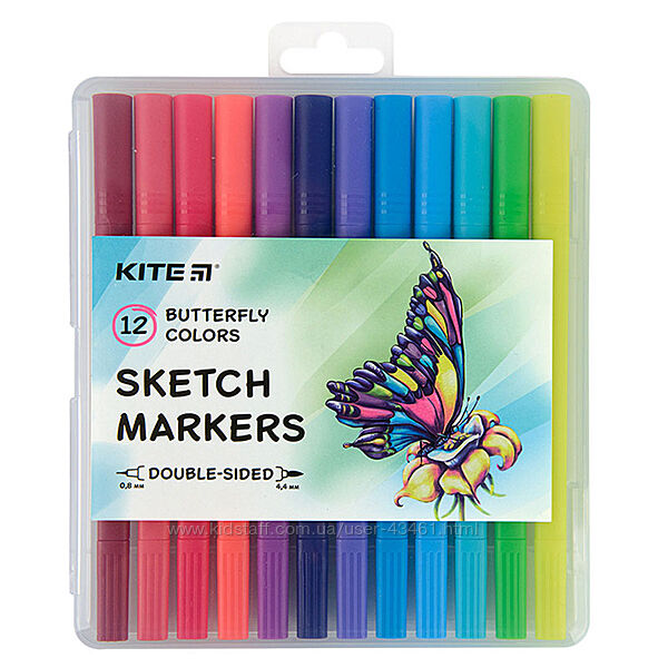 Скетч маркери Kite Butterfly K22-044-2, 12 кольорів
