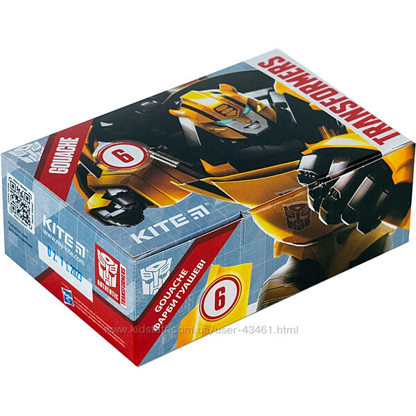 Гуаш Kite Transformers TF23-062, 6 кольорів