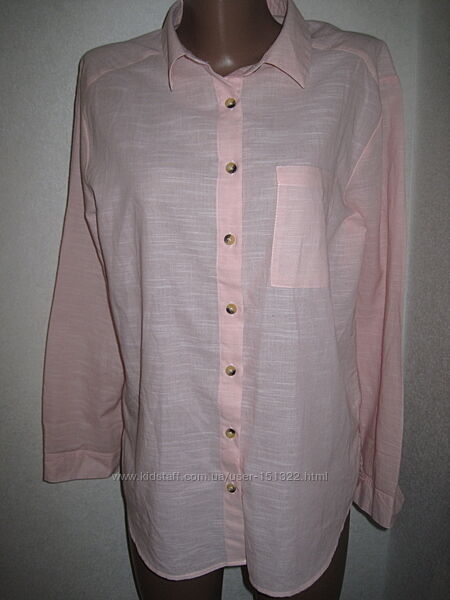 Розовая хлопковая рубашка Примарк р-р12 оверсайз