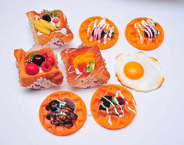 Игрушечная выпечка сквиши Круассан вафля магниты пирожное яичница