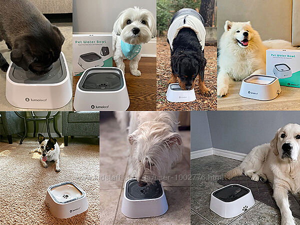 Миска-поїлка для собак з плаваючим диском, непроливайка LumoLeaf