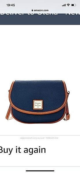 Нова шкіряна сумка фірми Dooney & Bourke, темно-синього кольору, кроссбоді.