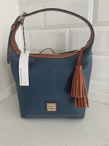 Нова шкіряна сумка фірми Dooney & Bourke, блакитного кольору, дві ручки.