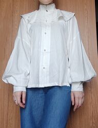 винтажная блуза рубашка молочная воланы / размер L