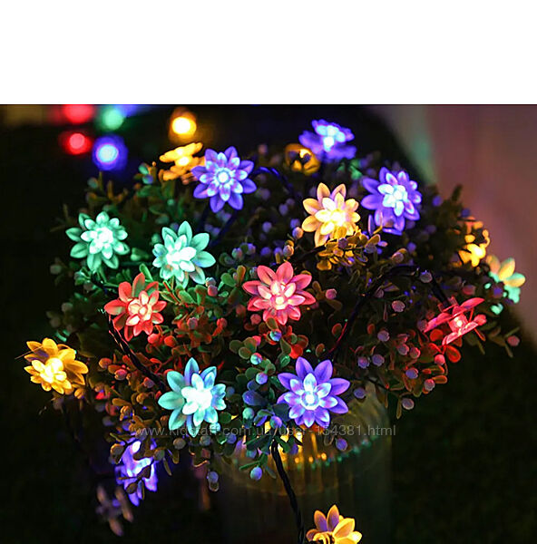 Новинка - Гирлянда Цветы Лотоса LED от батареек мультицвет