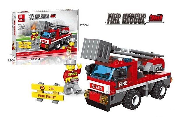 Конструктор 22028 Міська пожежна машина , 126 деталей