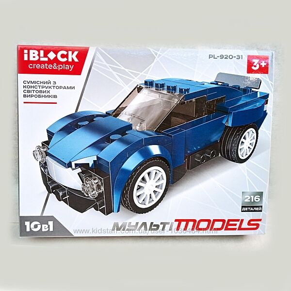 Конструктор IBLOCK Мульти models Машинка темно-синяя PL-920-31
