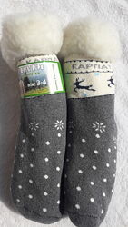 Дитячі термошкарпетки з овчини. Вік 3-4 роки. Довжина 14-16 см. Сірі крапка