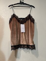 Нежно-золотистый топ Bershka из тонкого велюра