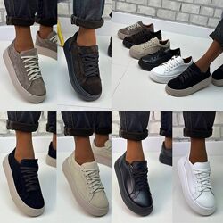 36-41 рр кросівки, кеди на платформі натуральна замша/шкіра коричневий, чор