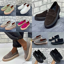 36-41 рр лофери на платформі натуральна замша коричневий, бежевий, білий, ч