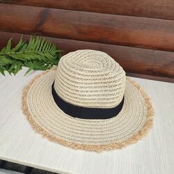 Капелюх солом&acuteяний літній з бахромою, шляпа соломенная 