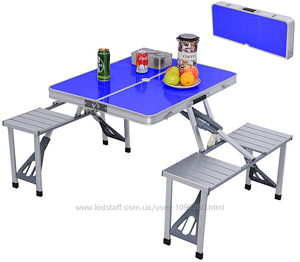 Алюмінієвий туристичний розкладний стіл для пікніка зі стільцями 