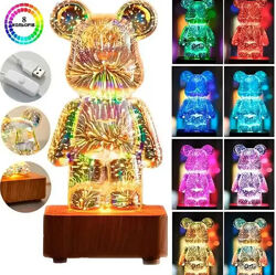 Світлодіодний Ведмідь 3D феєрверк нічник різнобарвний Bearbrick