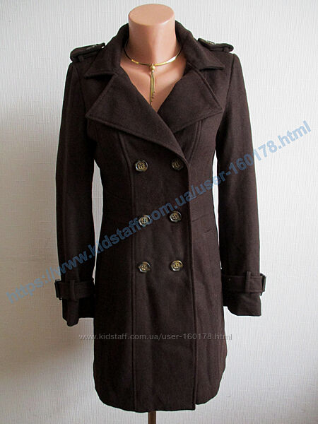 Вовняне темно-коричневе пальто тренч esmara