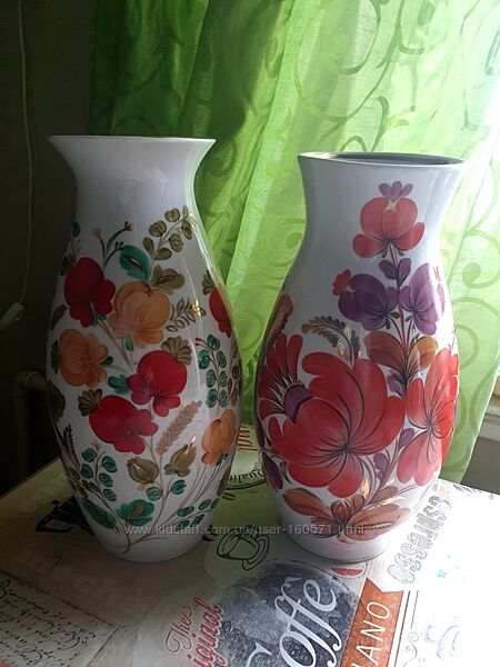 Керамическая ваза  ручная роспись 60х-70х годов.