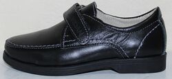 Туфлі шкіряні чорні шкільні на липучці від виробника модель ДЖ3743Р