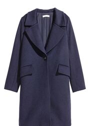 Пальто темно-синє вовняне однобортне H&M