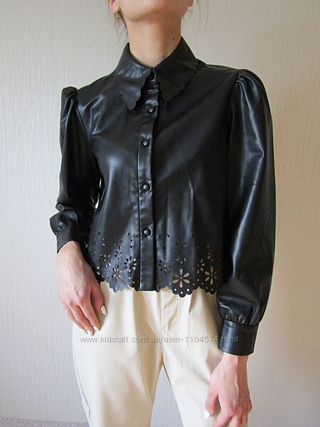 Жакет куртка рубашка кожа с перфорацией Zara оригинал размер S