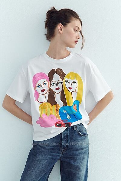 Оверсайз футболка з дівчатами zara нова колекція розмір m  оригінал