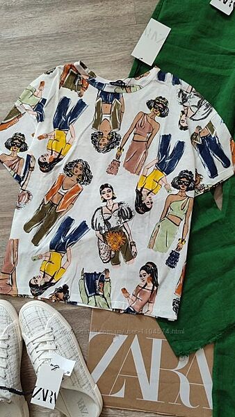 Оверсайз футболка з дівчатами zara нова колекція розмір m оригінал