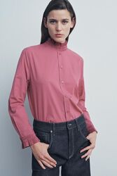 Батістова сорочка з комірцем та манжетами пліссе zara розмір s, м, l