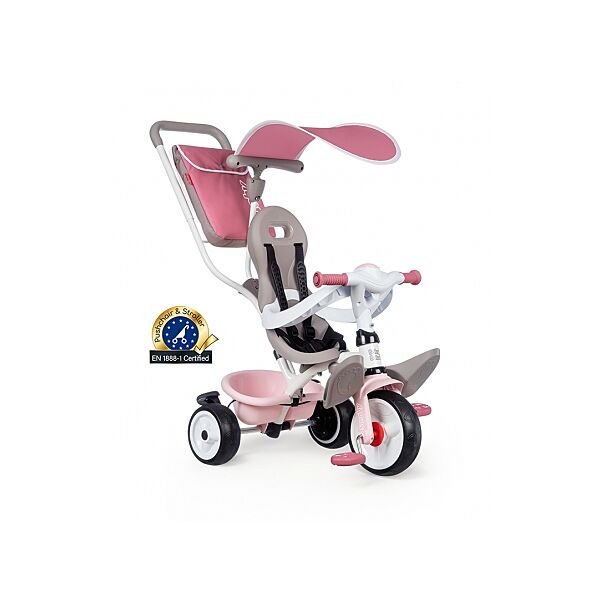 741401 Дитячий металевий велосипед з козирком, багажником та сумкою, рожево-сірий, 66х49х100 см, 10 міс.