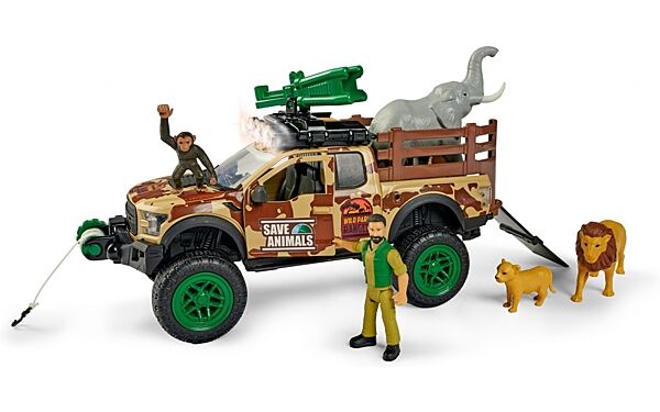 Ігровий набір Dickie Toys Парк диких тварин із позашляховиком зі звуком та світлом, 5 фігурок, 25 см 3837016