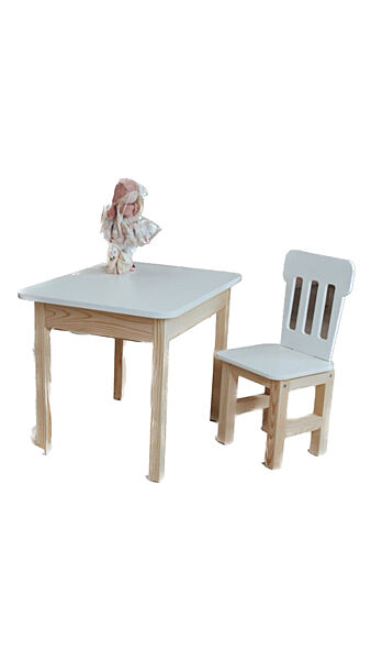 Білий дитячий столик і стільчик дитячий із шухлядою. Білосніжний дитячий столик арт. 5510, 4520