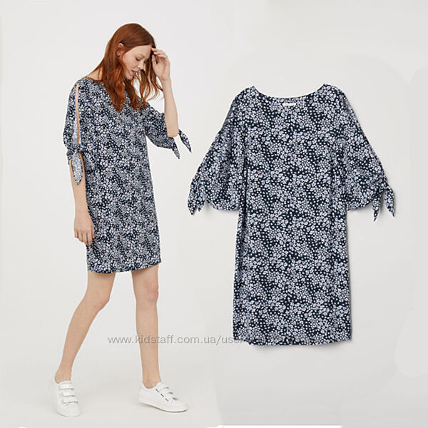 Легкое платье с завязками на рукавах