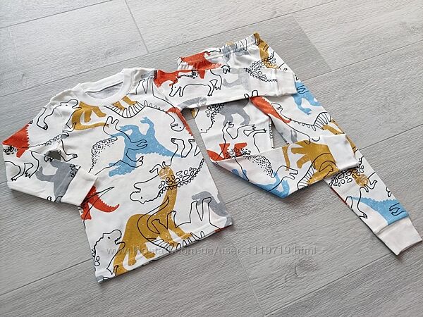 Пижама детская для мальчика. Светлые динозавры.