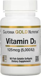 СРОКОВИЙ Вітамін D3 125 мкг 5000 МЕ 90 т. В-во California GOLD Nutrition