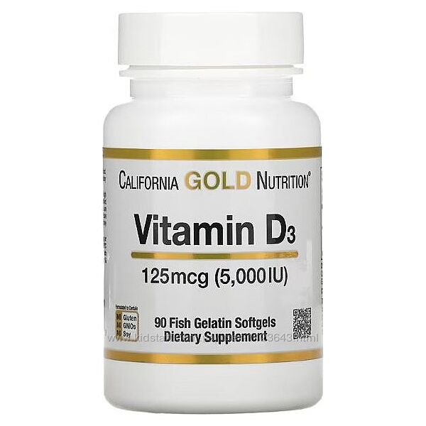 СРОКОВИЙ Вітамін D3 125 мкг 5000 МЕ 90 т. В-во California GOLD Nutrition