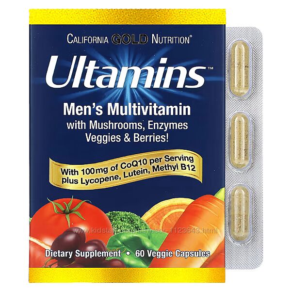 Ultamins 60 т, мультивітаміни для чоловіків за 50 California Gold Nutrition