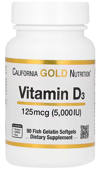 Вітамін D3 холекальциферол 125 мкг 5000 МЕ 90 таблеток. Виробництво США