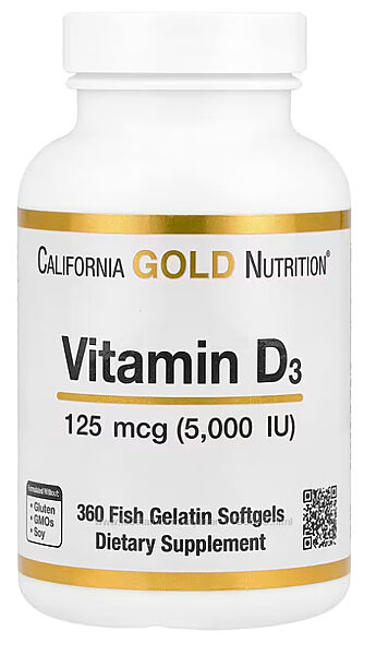 Витамин D3 холекальциферол 125 мкг 5000 МЕ 360 таблеток. Виробництво ЗША
