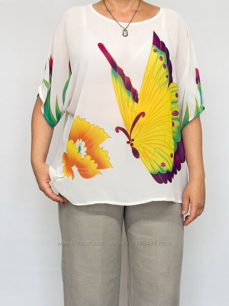 Блуза, туника, New Fashion, шифон.