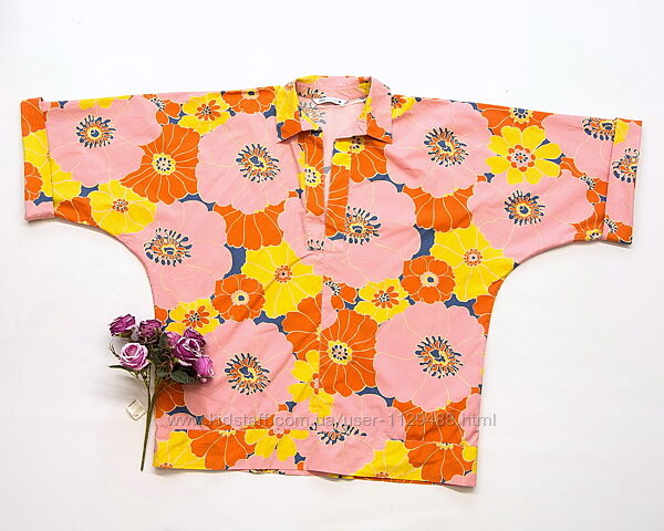 Блуза кимоно, Zara, хлопок, цветочный принт.