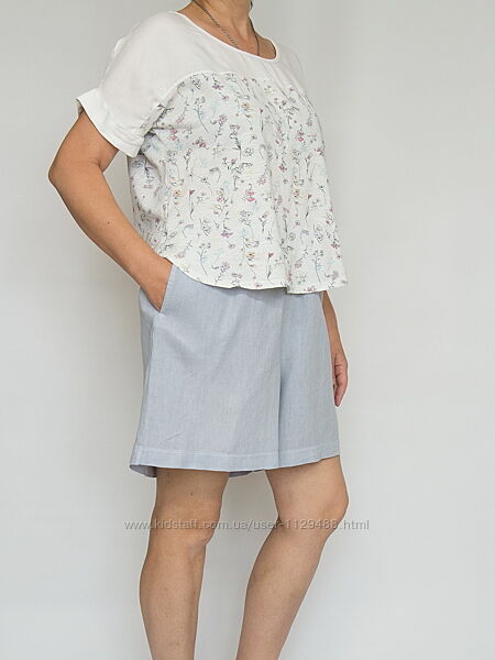 Шорты льняные широкие, свободные, Soccx.