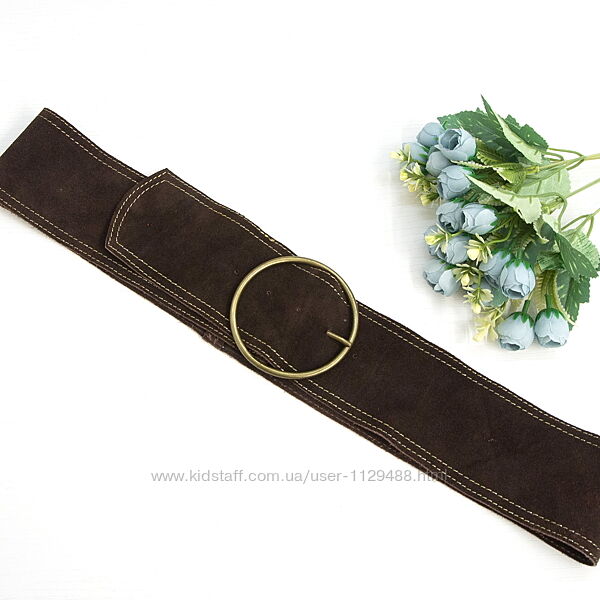 Пояс широкий кожаный, натуральная замша.