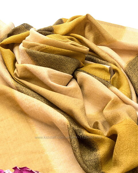 Шарф большой шерстяной шелковый палантин ChaNtee, шерсть шелк.