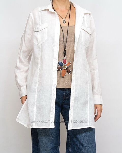 Рубашка льняная белая, Public, 100 лен.